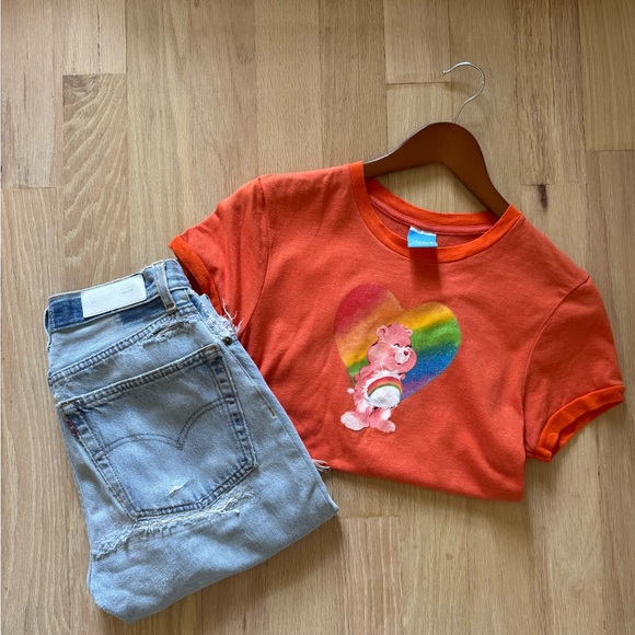 Vintage Care Bears Orange T-Shirt with Cheer Bear — Early 2000s - Picture 1 of 6